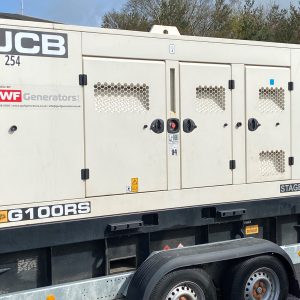 A White JCB Generator on a Trailer